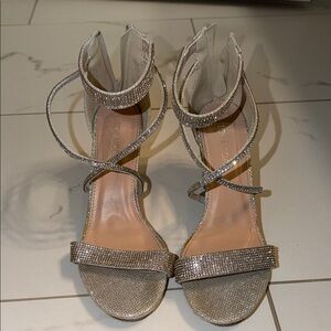 TOP Moda Glittering Silver Strappy Heels